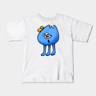 Cute cartoon blue alien with three legs Kids T-Shirt